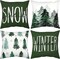 Set of 4 Christmas Tree Pillow Covers Green Winter Rustic Throw Pillows Cases 18 x 18 Inch Nature Forest Decorative for Couch Bed Sofa Holiday Home Decor